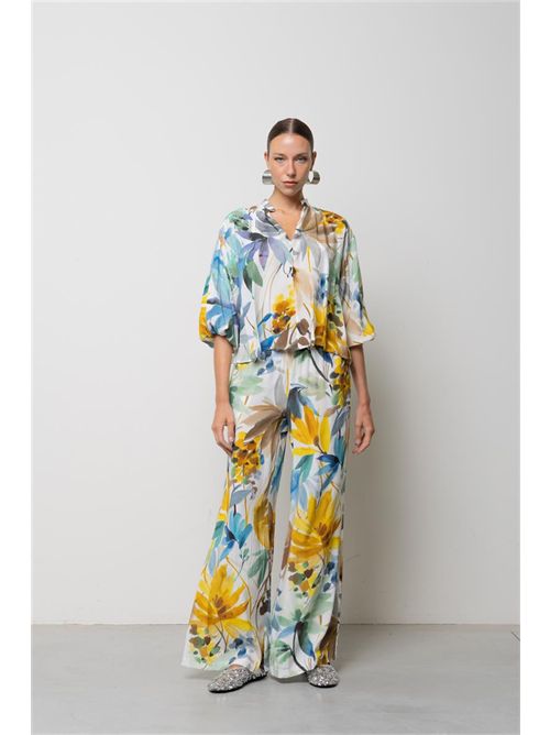 Pantaloni di habotay stampato multicolor KAOS | SP1TZ024/1041